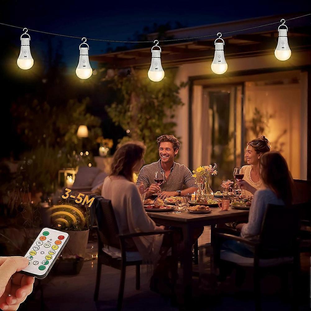 2pcs Rechargeable Emergency Light Bulbs with Remote,3 Colors, Dimmable, Timer, E26 Base