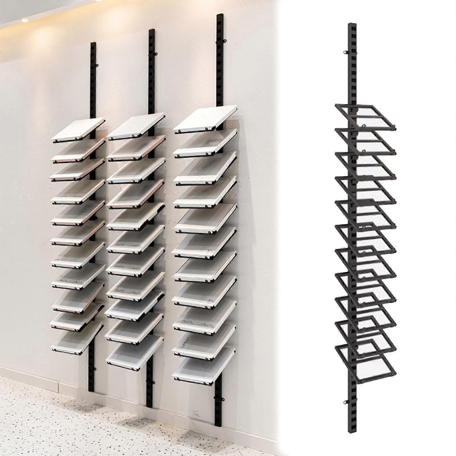 Wall Mounted Tile Display Rack with 11 Layers, Adjustable Ceramic and Marble Sample Stand for Showroom