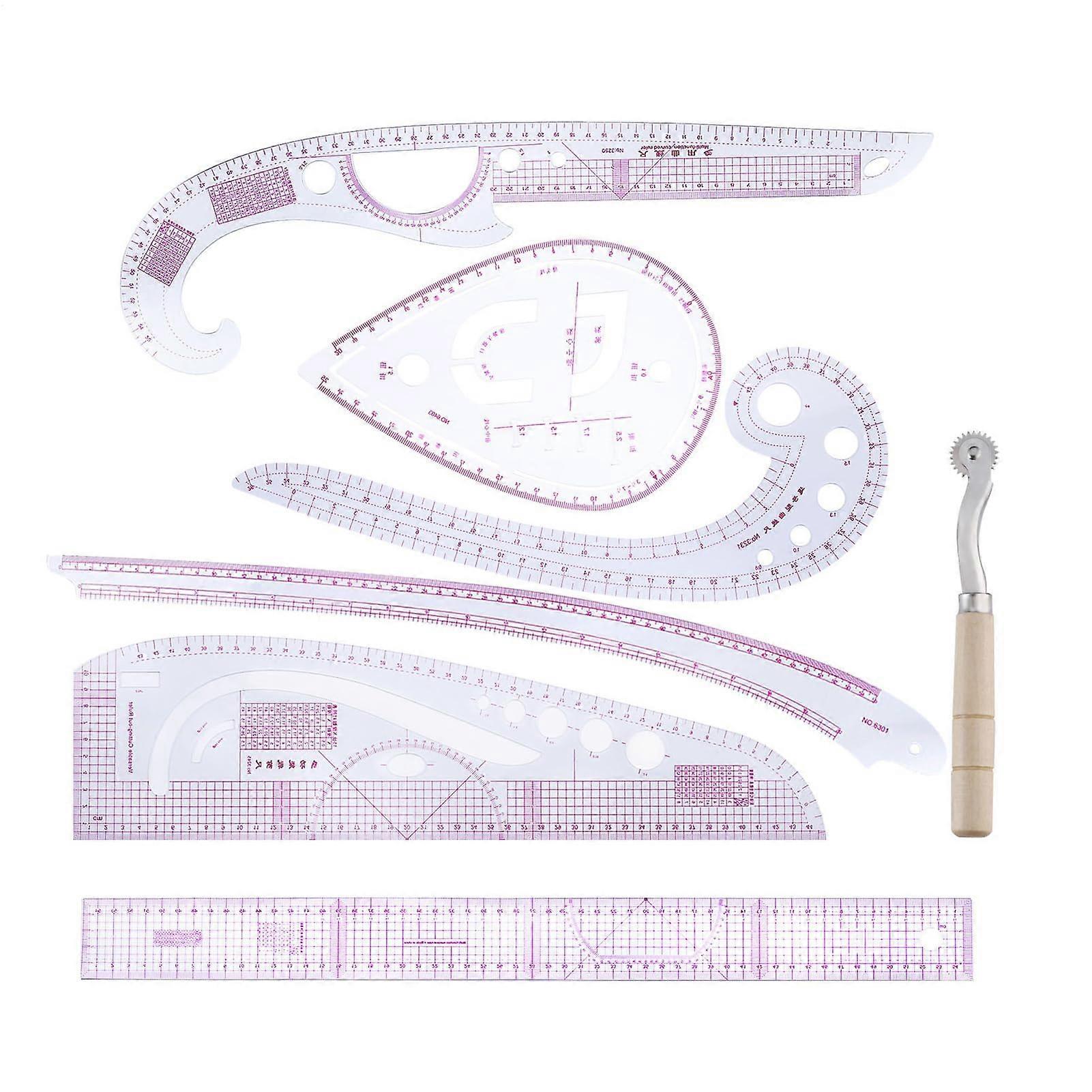 7pcs Sewing Ruler Set with Tailor Curve Ruler for Dressmaking and Pattern Making, Clear Markings