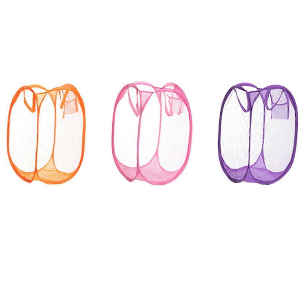 Dirty Clothes Basket Folding for Storage Use 2Pcs Assorted Color Lightweight Mesh