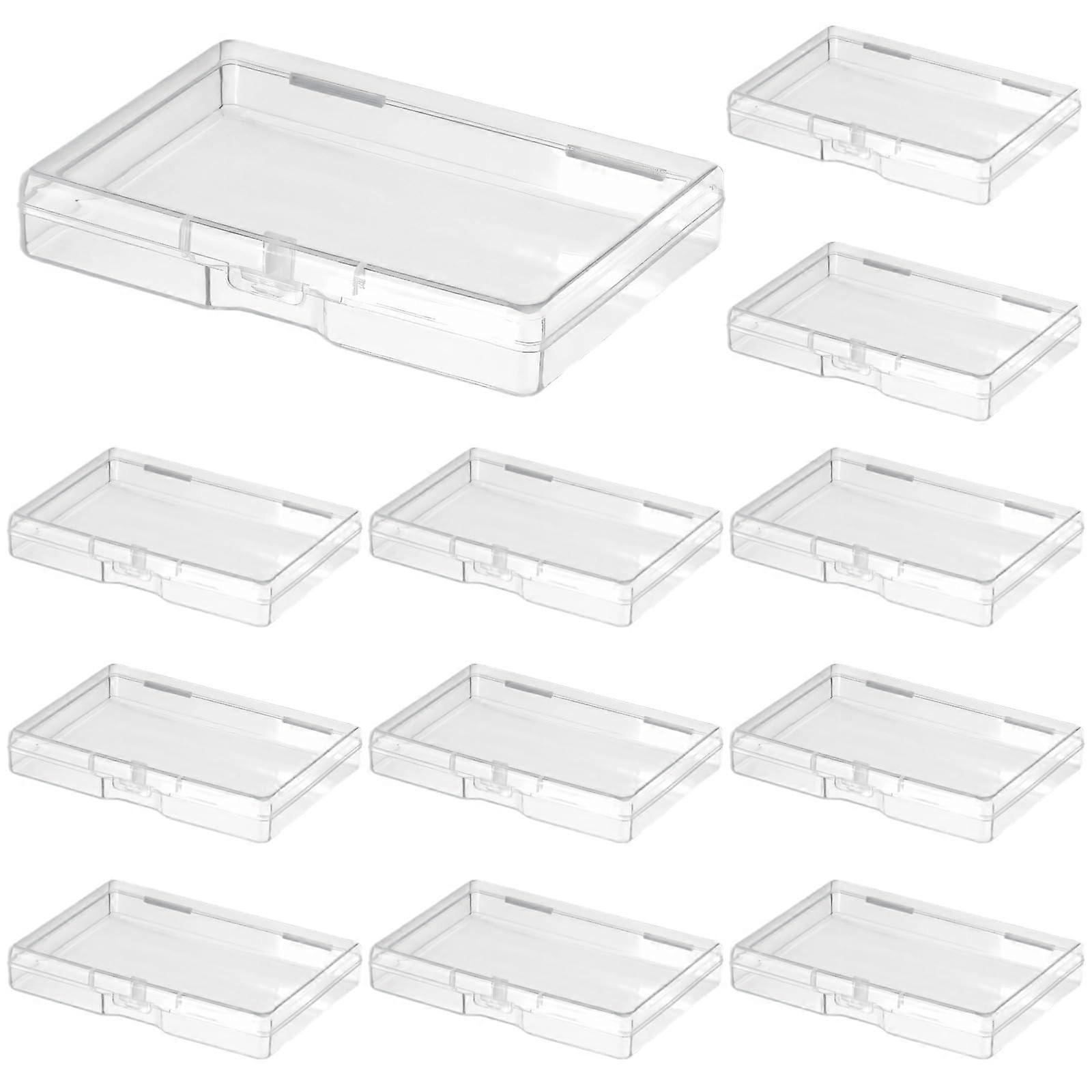 Clear Plastic Playing Card Boxes 12 Pack with Snap Closure for Trading Cards and Small Items