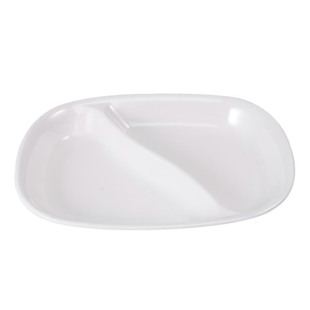 White Snack Plate for Dinner Rectangular Double Checked