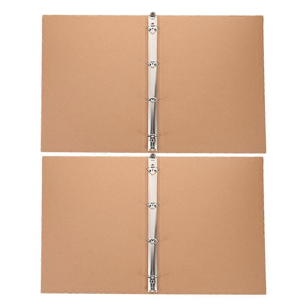 Loose-Leaf Notebook Shell Kraft Paper Binder Cover for School Use 2Pcs