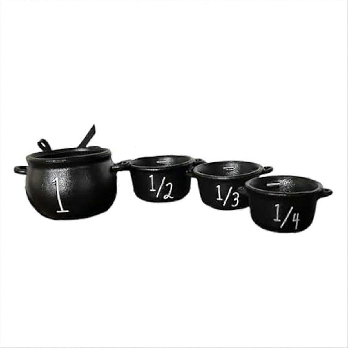 Mini Witch Cauldron Set,4pc Small Cauldron,Mini Witch Cauldron Candy Bucket Cauldron Measuring Cups Halloween Decoration