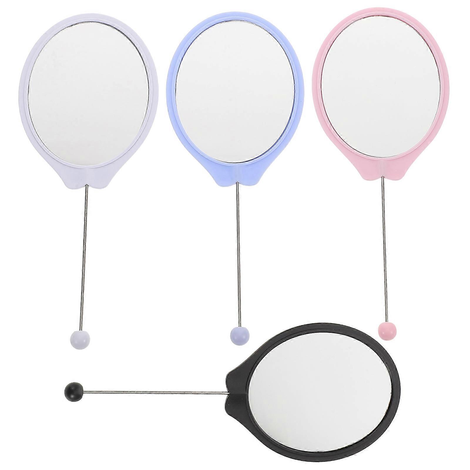 Portable Handheld Mirror for Makeup 4Pcs Assorted Colors Plastic