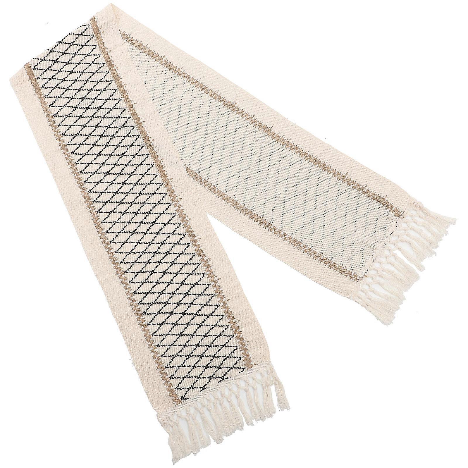 Decorative Table Runner Cotton Linen with Tassel for Decoration 5Pcs