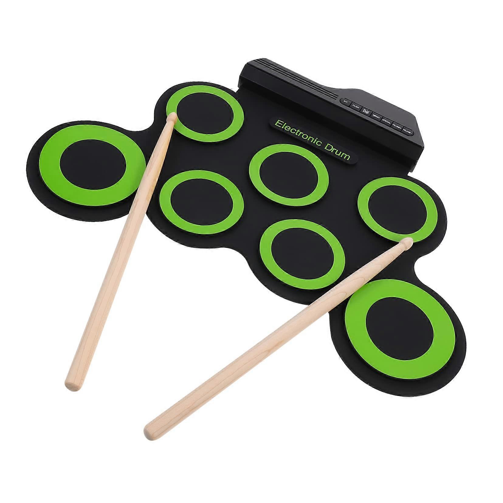 Electronic Drum Kit with Responsive Silicone Pads, Builtin Rhythm Trainer, Headphone Output