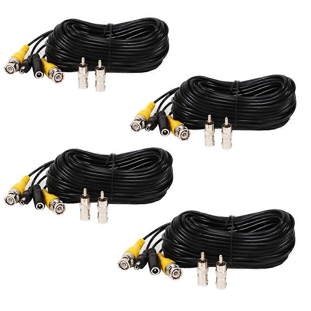 4 Pack 10ft CCTV Security Camera Cable BNC Video Power Extension PreMade AllinOne