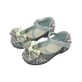 Meisjes ballerina's met glitter, prinsessenjurkjes, strikjes, geschikt voor bruiloften, feestjes en bruidsmeisjes, Mary Jane ballerina's voor kinderen, groen, maat 6-9 maanden.