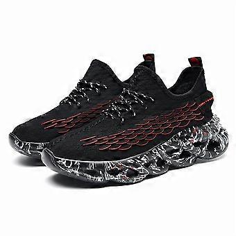 Herren Laufschuhe Blade Sneakers mit Fischschuppenmuster, rutschfestem Mesh-Gewebe, Schwarz