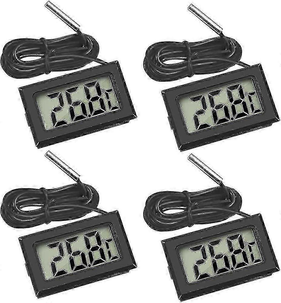4x Digital LCD Thermometer with External Probe for Fridge