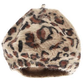 Damenmode Kaninchenhaar Baskenmütze Herbst Winter Leopard Gedruckt Weiblicher Hut
