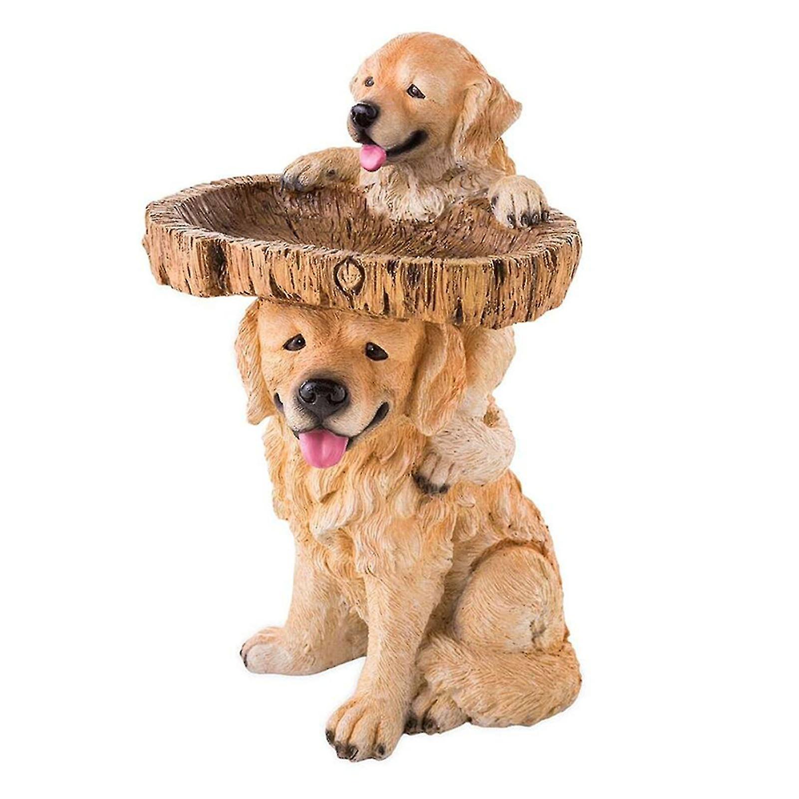 Syhgzxs Garden Birds Bath Dog Birdfeeder Resin Landscape Cute Statue For Yard Garden1pcs