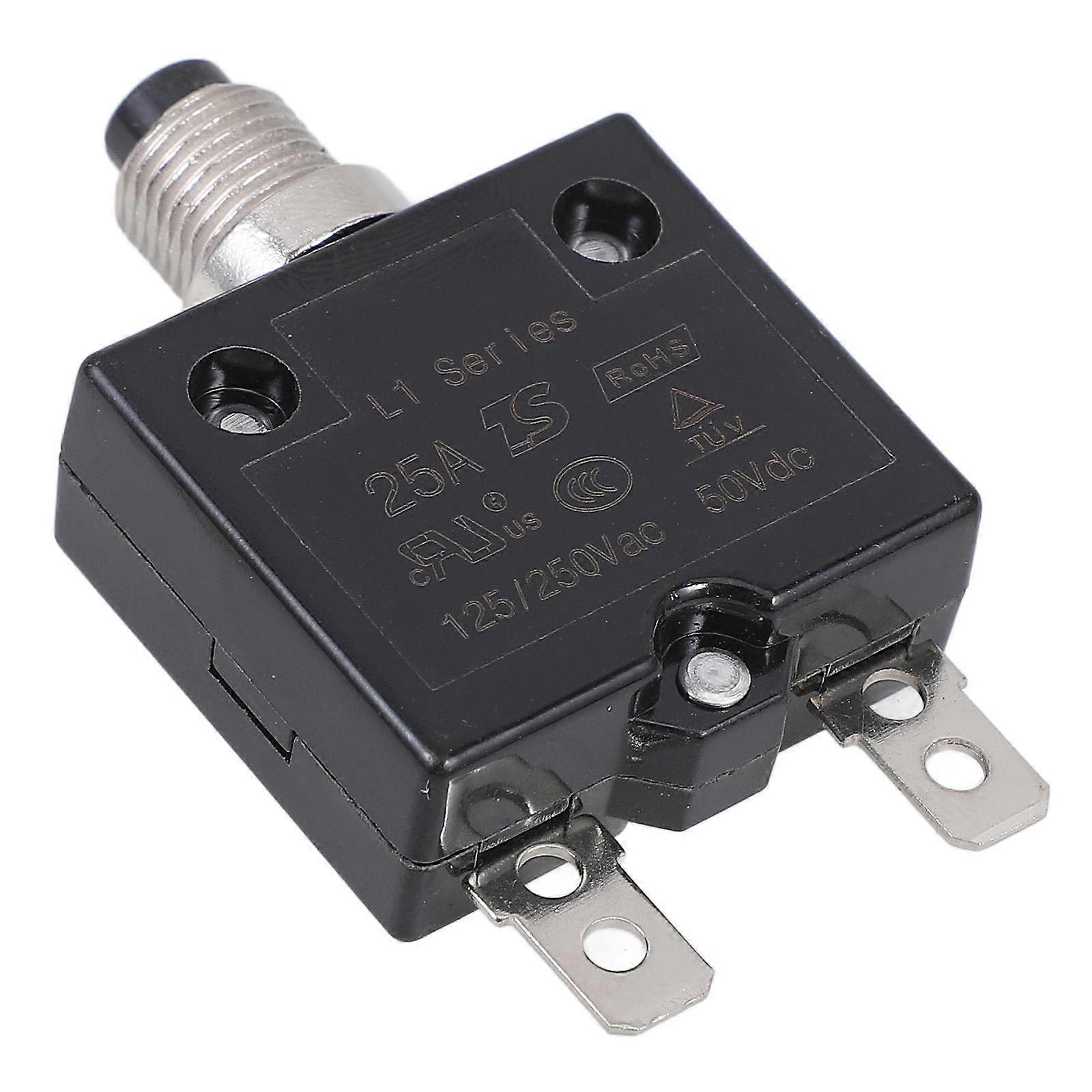 Manual Reset Circuit Breaker Push Button Overload Protector 25A for Secure Use