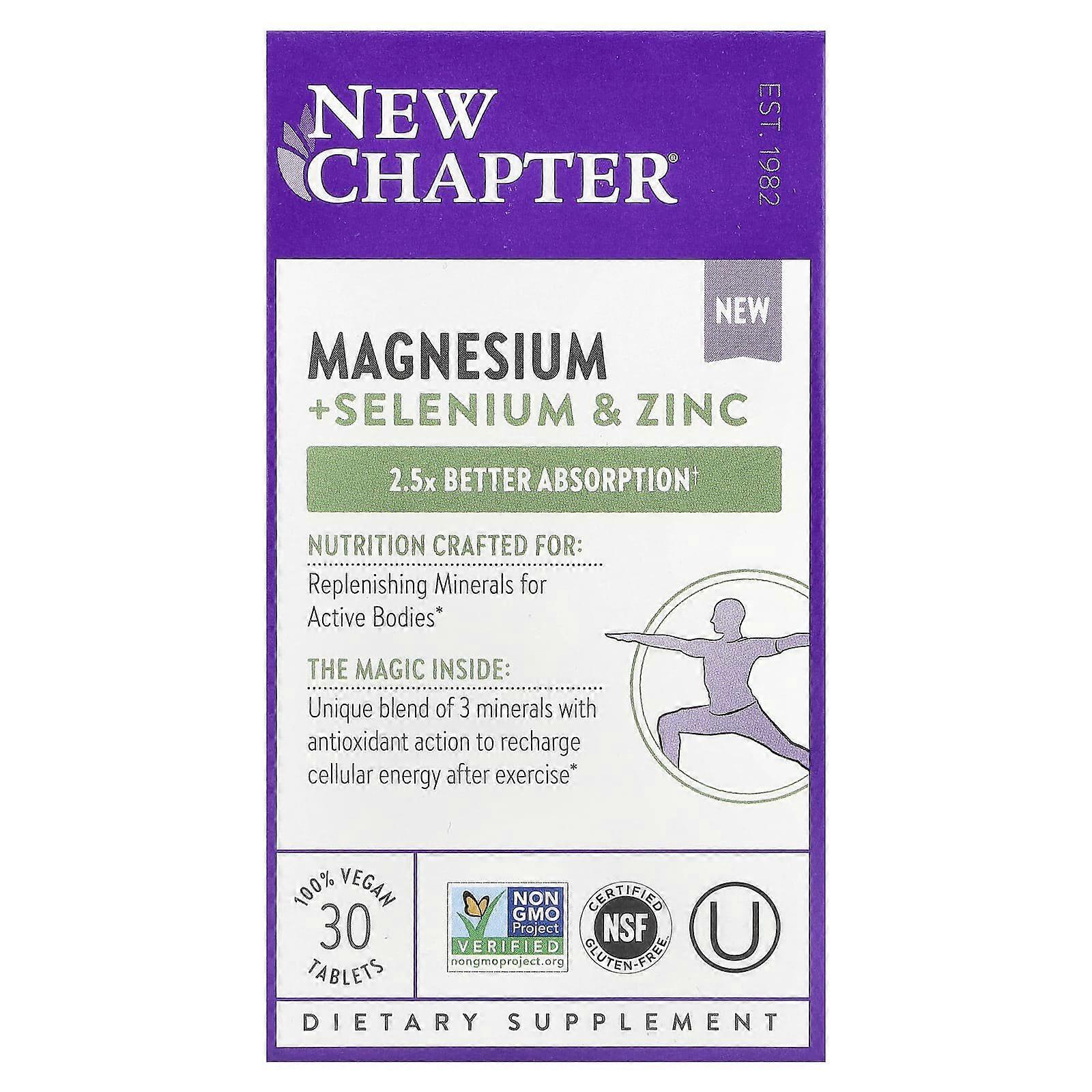 New Chapter, Magnesium + Selenium & Zinc, 30 Vegan Tablets