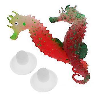 Ornement d'aquarium rouge en forme d'hippocampe (lot de 2) en silicone
