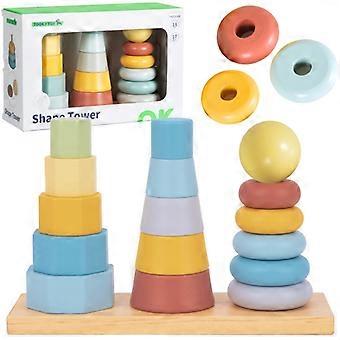TOOKY TOY Tre Torn Stapelpussel Montessori Sorterare
