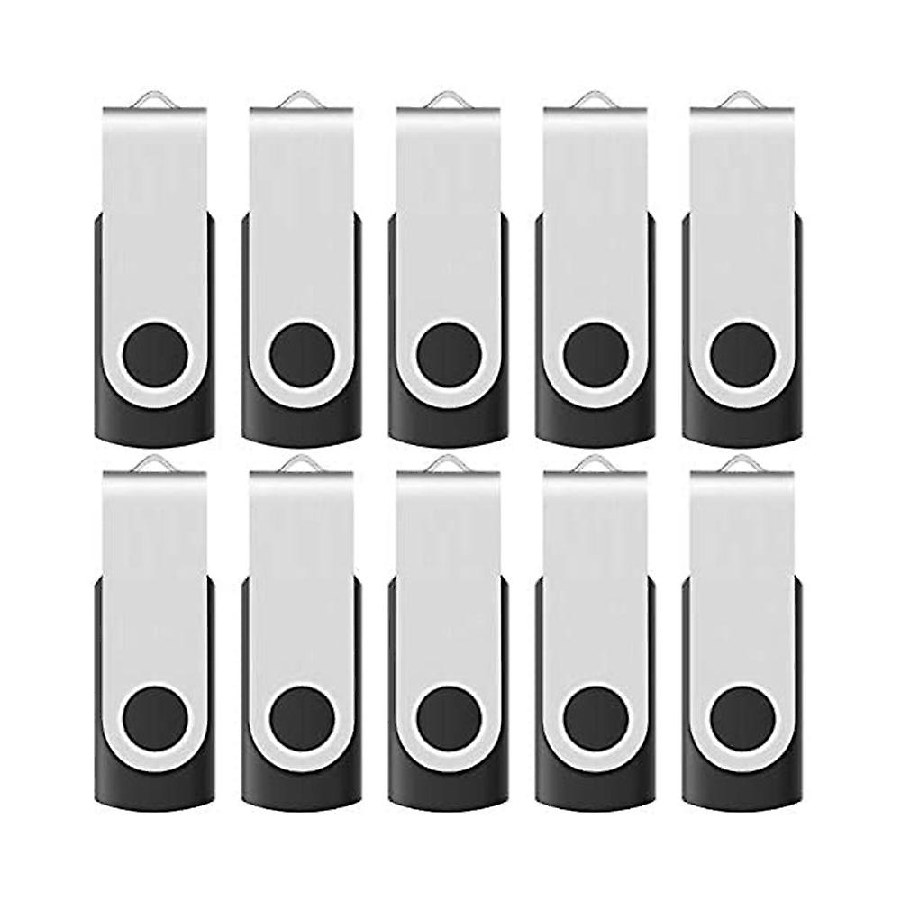 16gb Usb 2.0 Flash Memory Stick Drive Swivel Thumb Drives Bulk 10 Pack,12 X Removable White Labels ( Black )