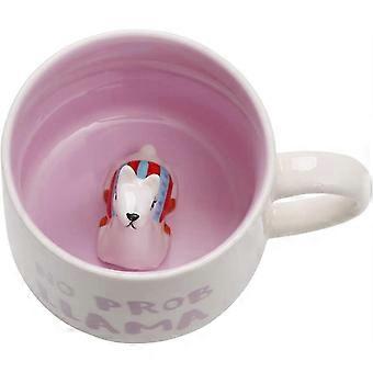3D Coffee Mug Alpaca Inside Cup,Best Cocoa Cups Couples Mugs (White Alpaca)