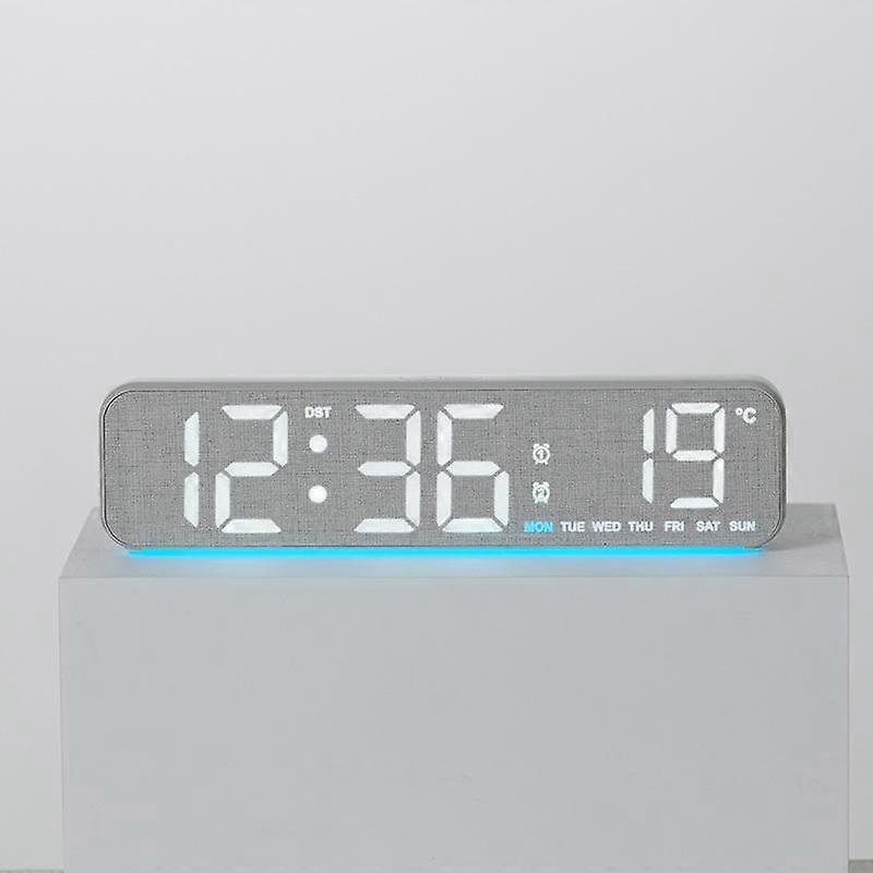 Digital Desk Clock with Temperature 5802 Grey Fabric 