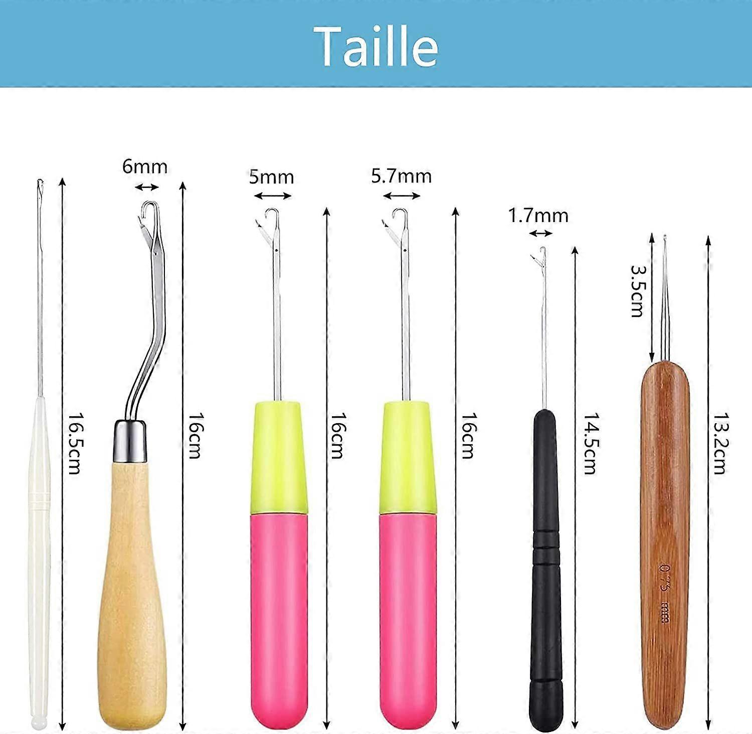 9 pcs weaving tools, hook needle dreadlocks tool, hair locking hook for micro braids