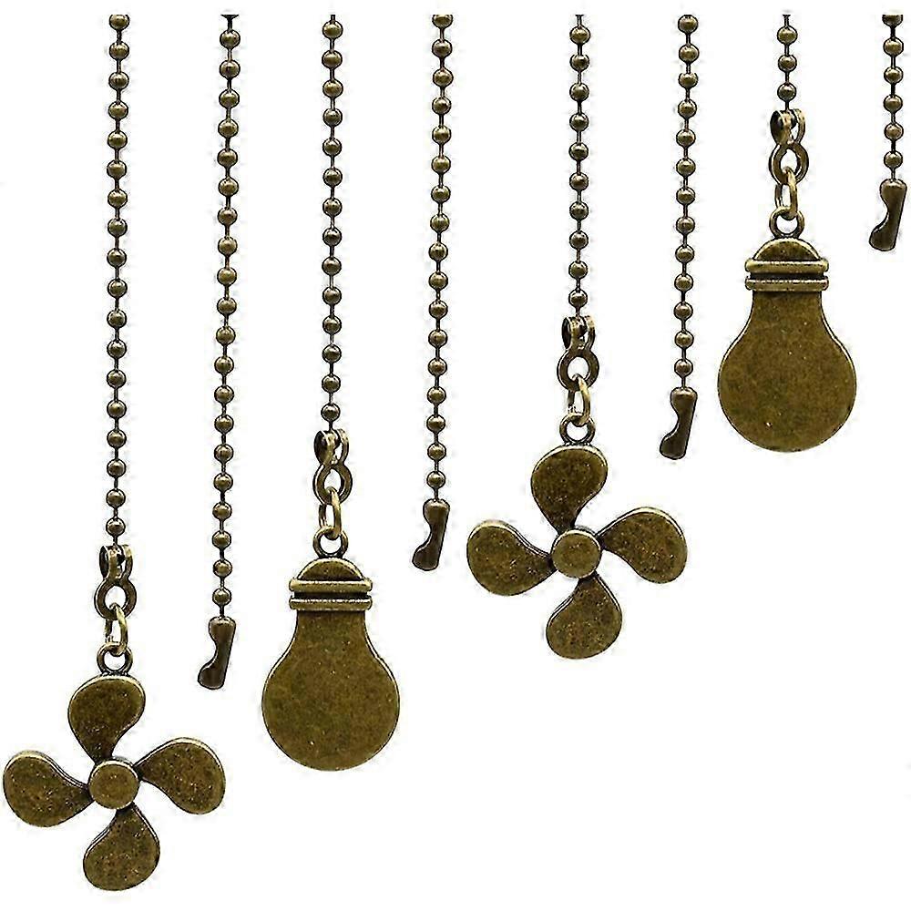 4Pcs Ceiling Fan Pull Chain Set,Bulb and Fan Pattern Pull Chain Extension Fan Pull Chain Pendant 12