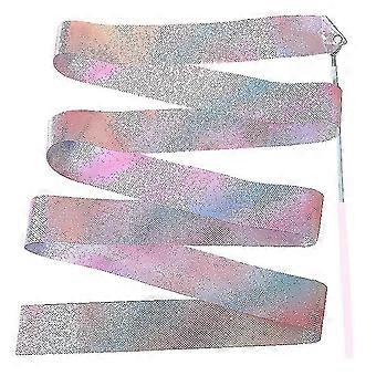 2m Flashing Star Gym Bänder Tanzband Rhythmische Kunst Gymnastik Ballett Streamer Twirling Rod Regenbogen Stick