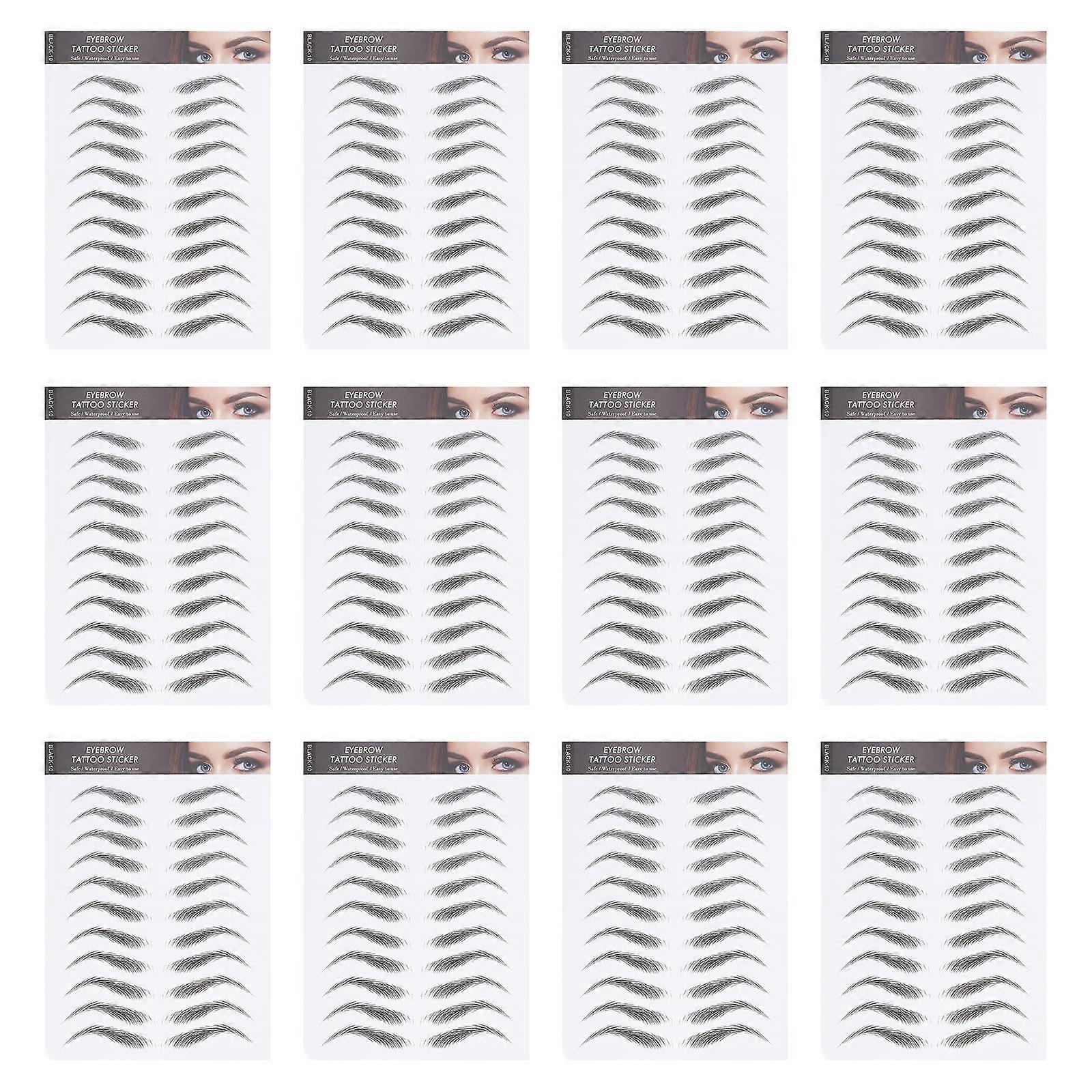 Waterproof Eyebrow Tattoos Stickers Create Perfect Brows 12Sheets