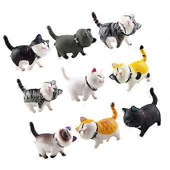 Mini Cat Model Lovely Cheese Cat for Decor PVC 9Pcs Decorative Toys