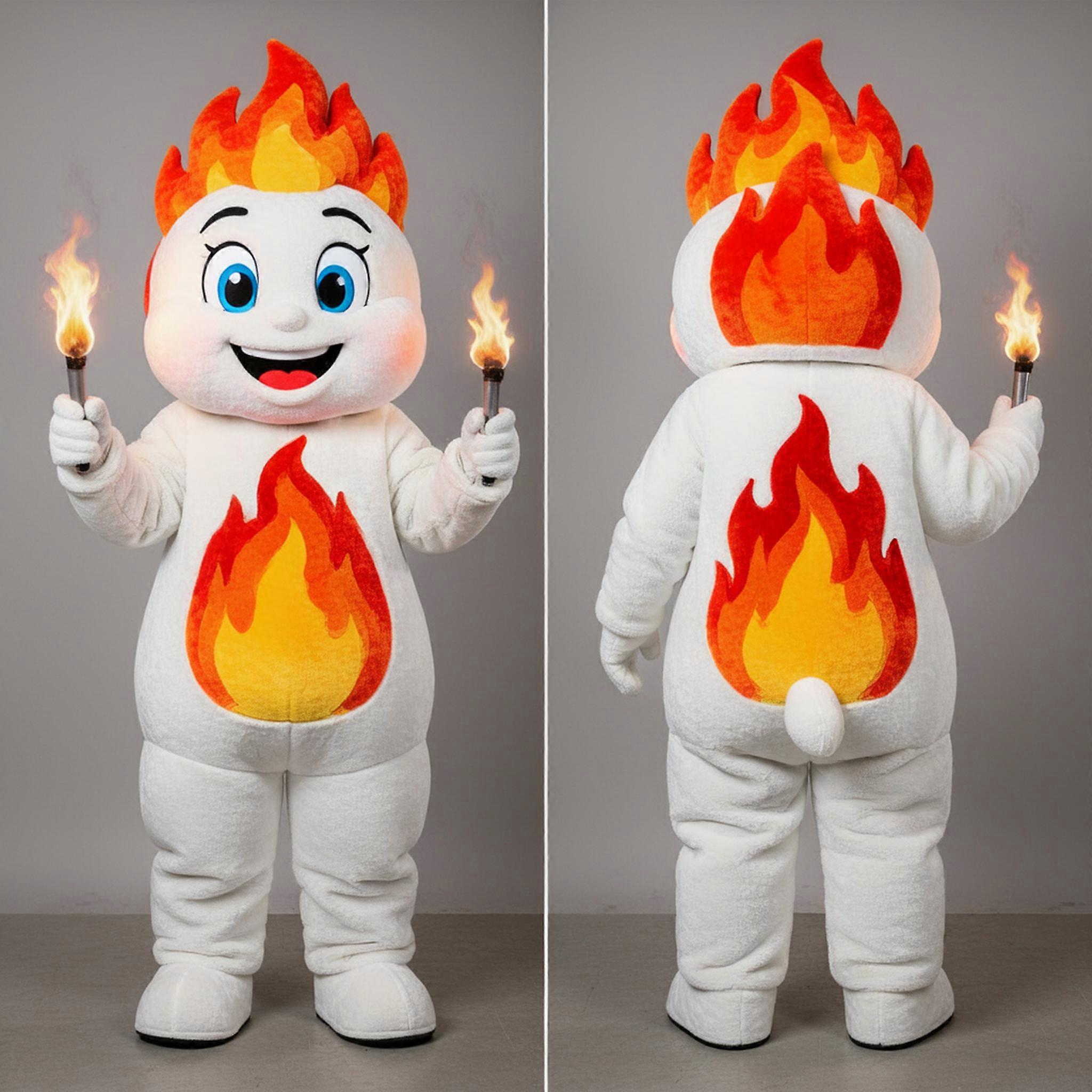 MASTICOT Crimson Swirling Fire Eater Mascot