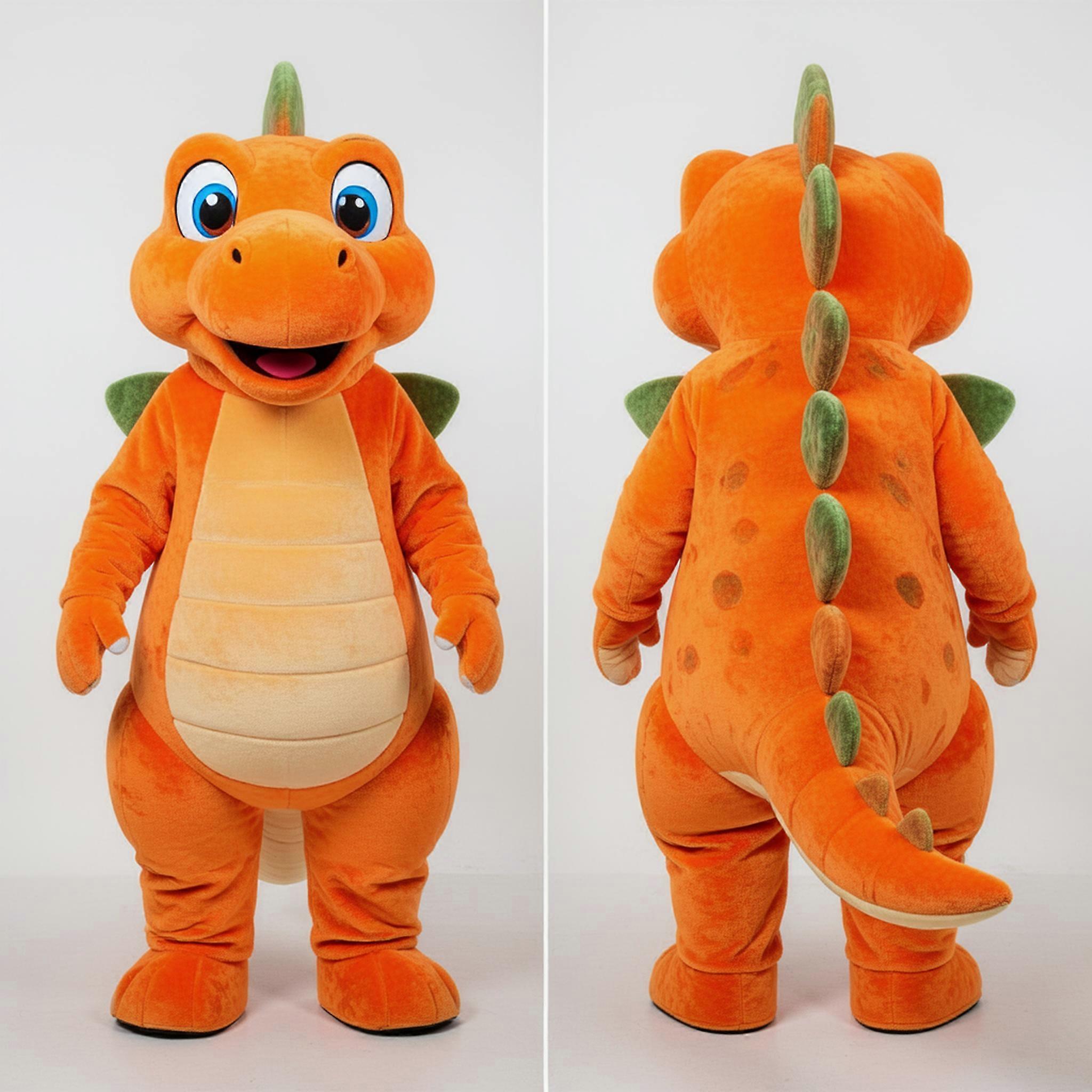 MASTICOT Orange Rounded Stegosaurus Mascot