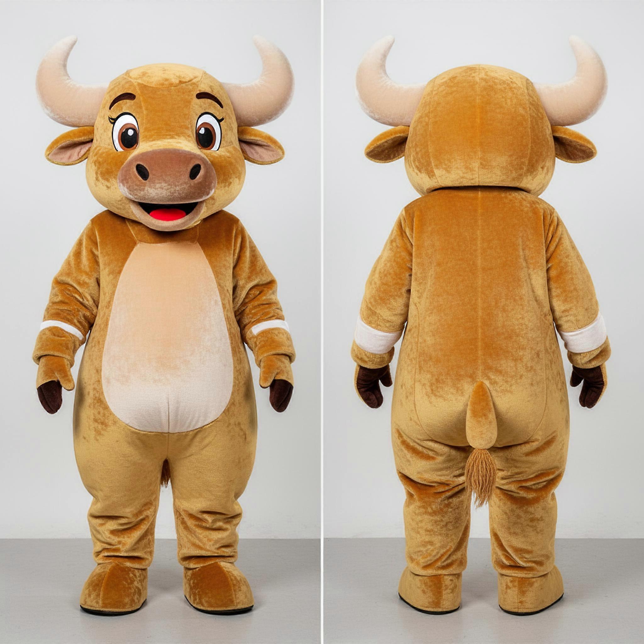 MASTICOT Golden Plush Cartoon Buffalo Mascot