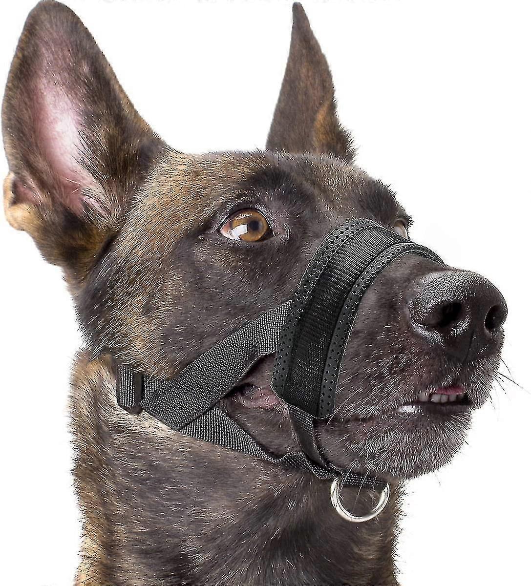 Dog muzzle for large breeds, adjustable nylon soft anti-bite ring