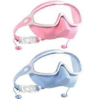 Schwimmbrille für Erwachsene mit Nasenschutz, weites Sichtfeld, beschlagfrei, UV-Schutz, auslaufsicher, 2er-Set für Damen und Herren