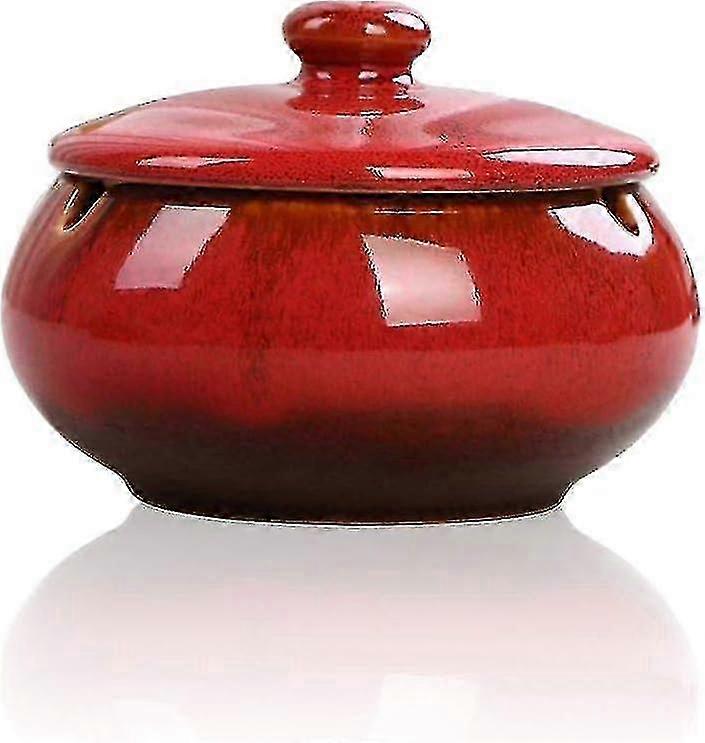 Glazed Ceramic Ashtray With Lid