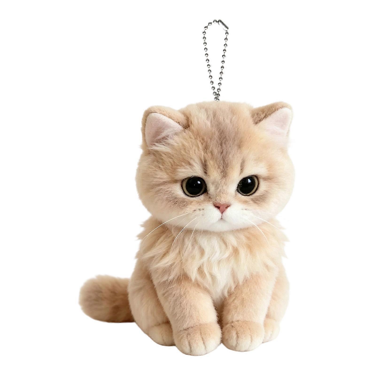 Simulation Cat Plush Keychain Soft Skin Friendly For Backpacks Keys