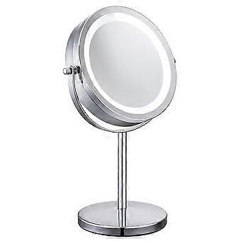LED-Lit Magnifying Vanity Mirror, 360° Adjustable, Distortion-Free Double-Sided