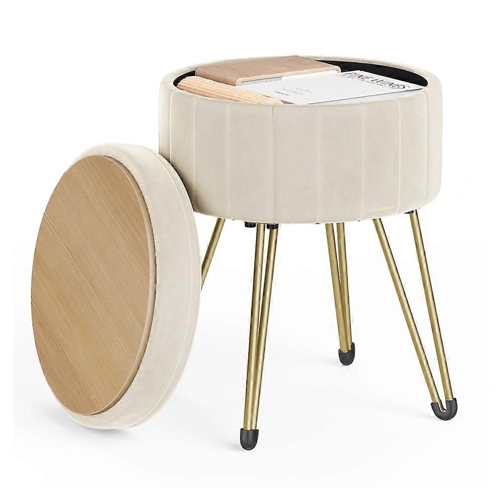 Small Vanity Stool Chair with Storage 15.4"D x 17.5"H
