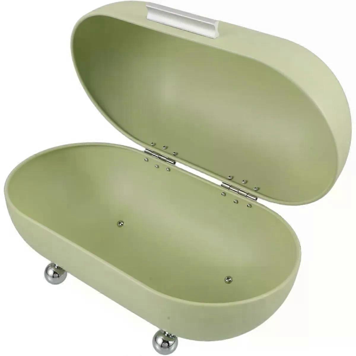 Retro Iron Bread Box with Lid Large Capacity Light Green