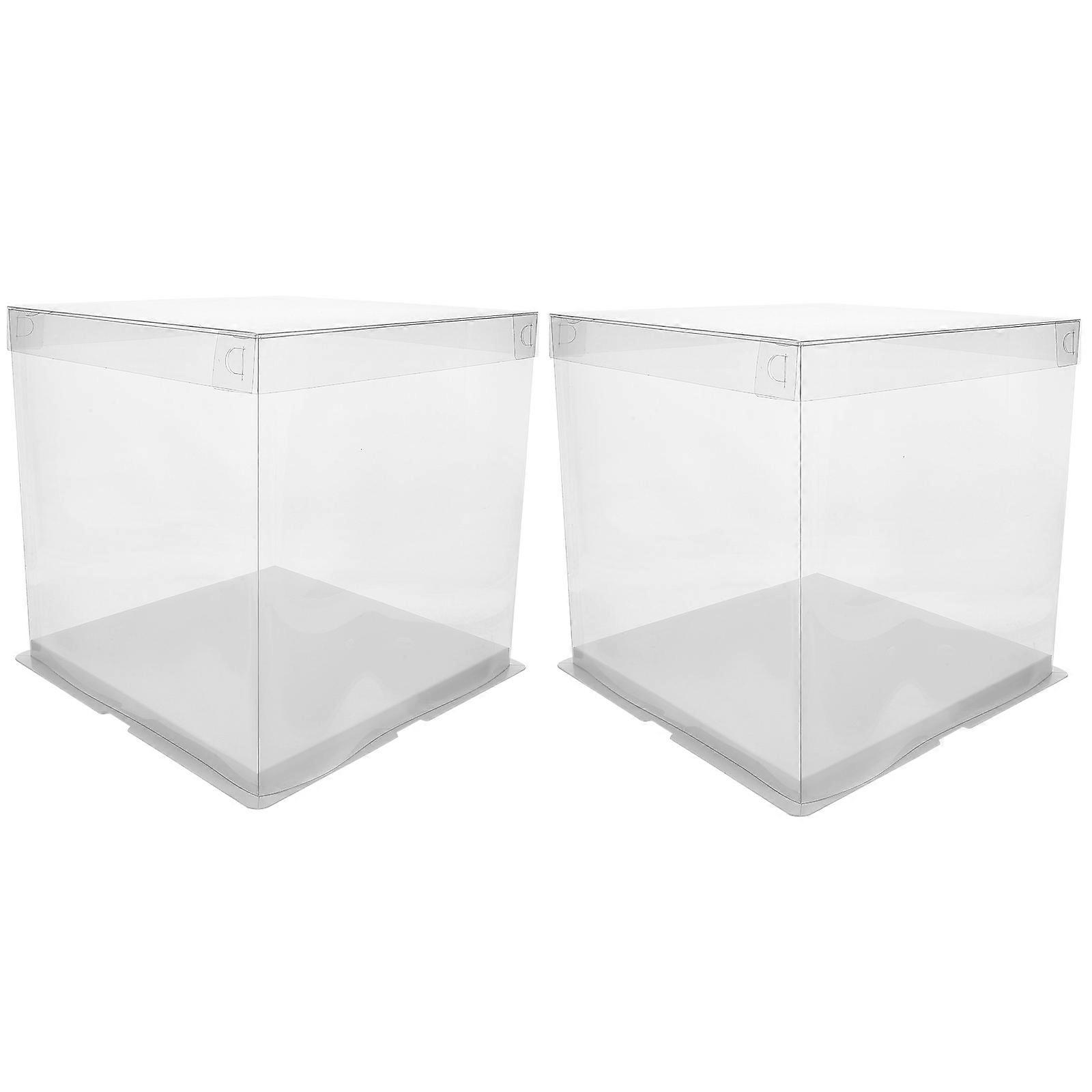 Cake Box for Cake Storage 2Pcs White Clear Transparent Packaging Boxes