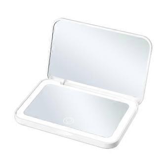 Compact Mini Vanity Folding Cosmetic Mirror 3-Color LED Lighting 2X Magnification Portable Travel Makeup Mirror B core