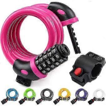 Bicycle Wire Lock 4ft High Security 5 Digit Bicycle Combination Lock (pink)-brnv