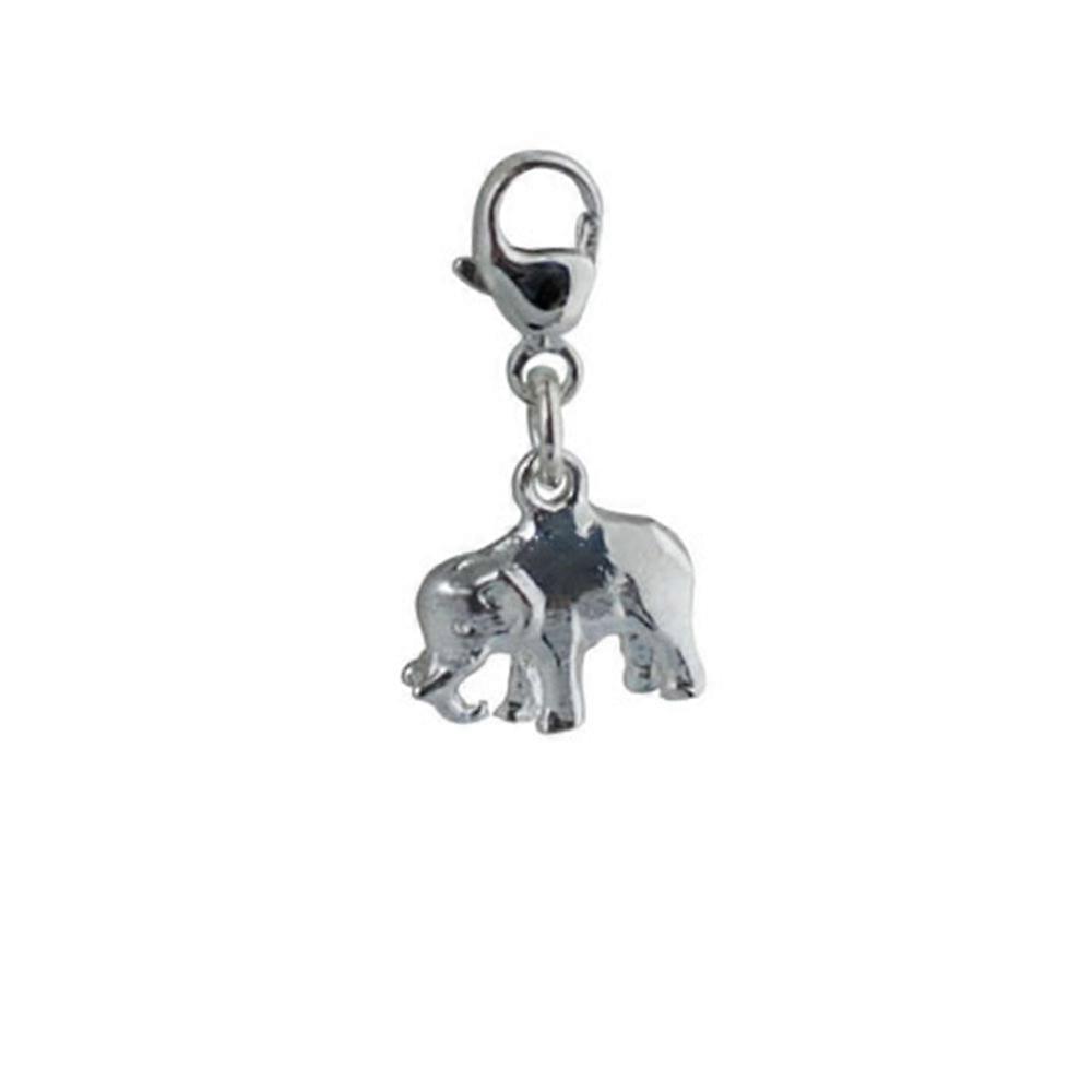 Silver 20x10mm Indian Elephant Charm on lobster trigger