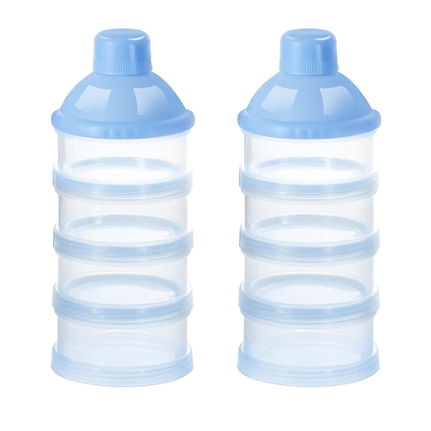 Powder Scoop, 4 Layers Portable Milk Powder Container, Baby Powder Storage Can Be Stacked (blue*2)