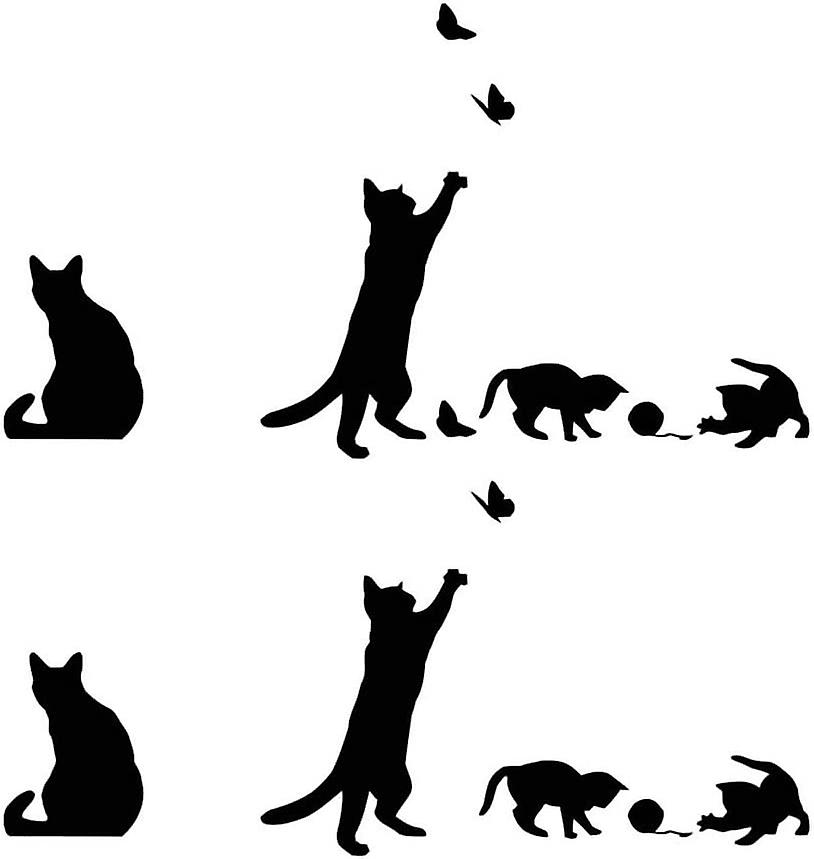 2 Pieces Black Cat Stickers for Bedroom Cat Wall Stickers Bedroom Cat