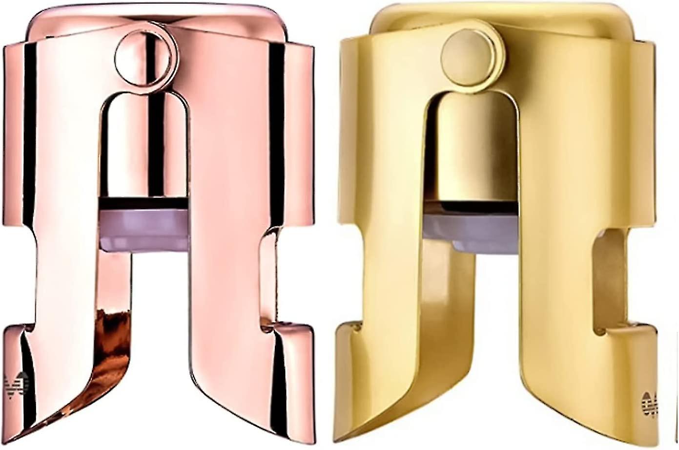 Stainless Steel Champagne Stopper For Sparkling Wine Bottle - Bubble Saver - No Sharp Edge, No Spill, Fizz Saver, Press Test Passed - 2 Pack