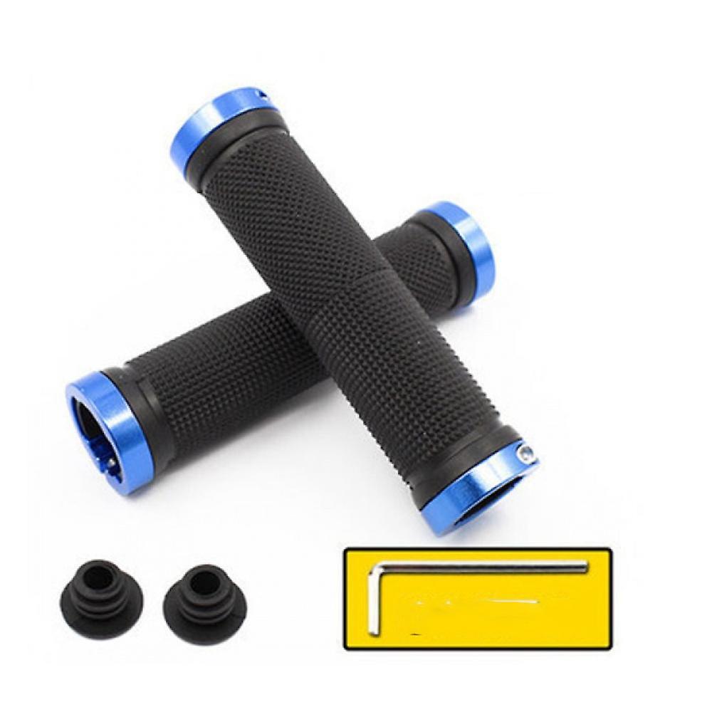 Blue Pair Of Ergonomic Non-slip Soft Rubber Bike Grips, Grip For Mtb Bicycle