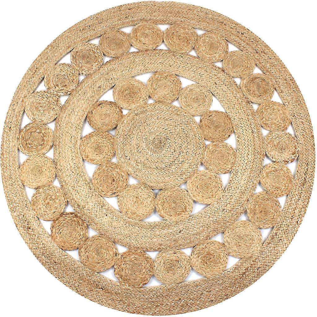 Teppich Flechtmuster Jute 120 cm Rund