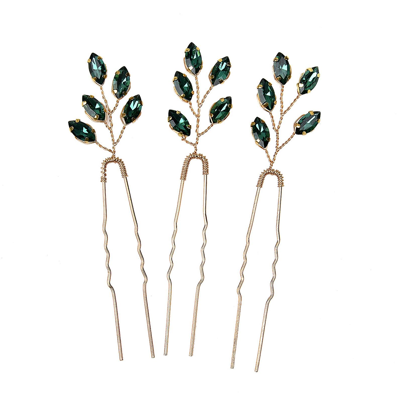 Luxurious U Shape Hair Stick Set Sparkling Rhinestones Alloy Ornaments