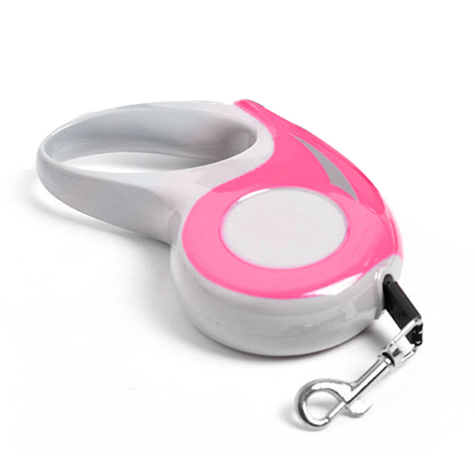 Retractable Dog Leash Nylon Tape One Button Lock Tangle Free Puppy Walking Leash for Pets 3 Meter Rose Red 